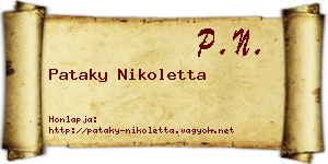 Pataky Nikoletta névjegykártya